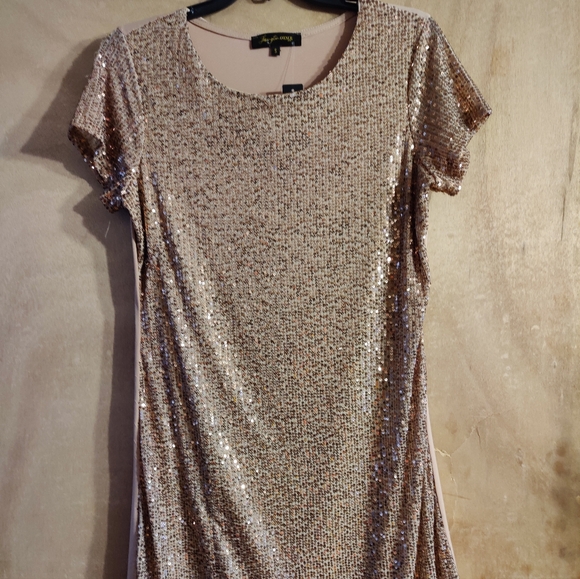 Sz Sm Lexington Ave NYC Gold Sequined Dress - Picture 2 of 6
